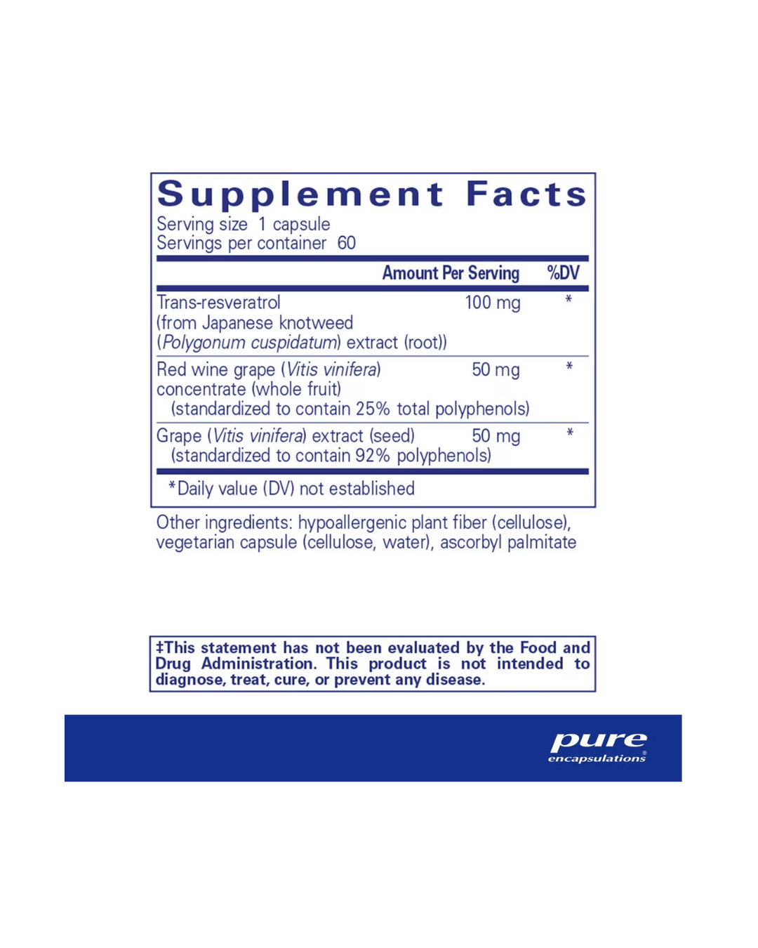 Pure Encapsulations Resveratrol EXTRA supplement bottle front label