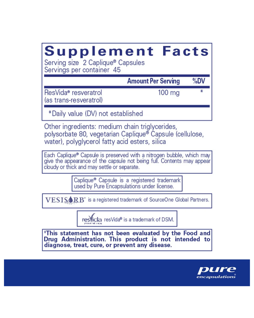 Pure Encapsulations Resveratrol VESIsorb® 90's