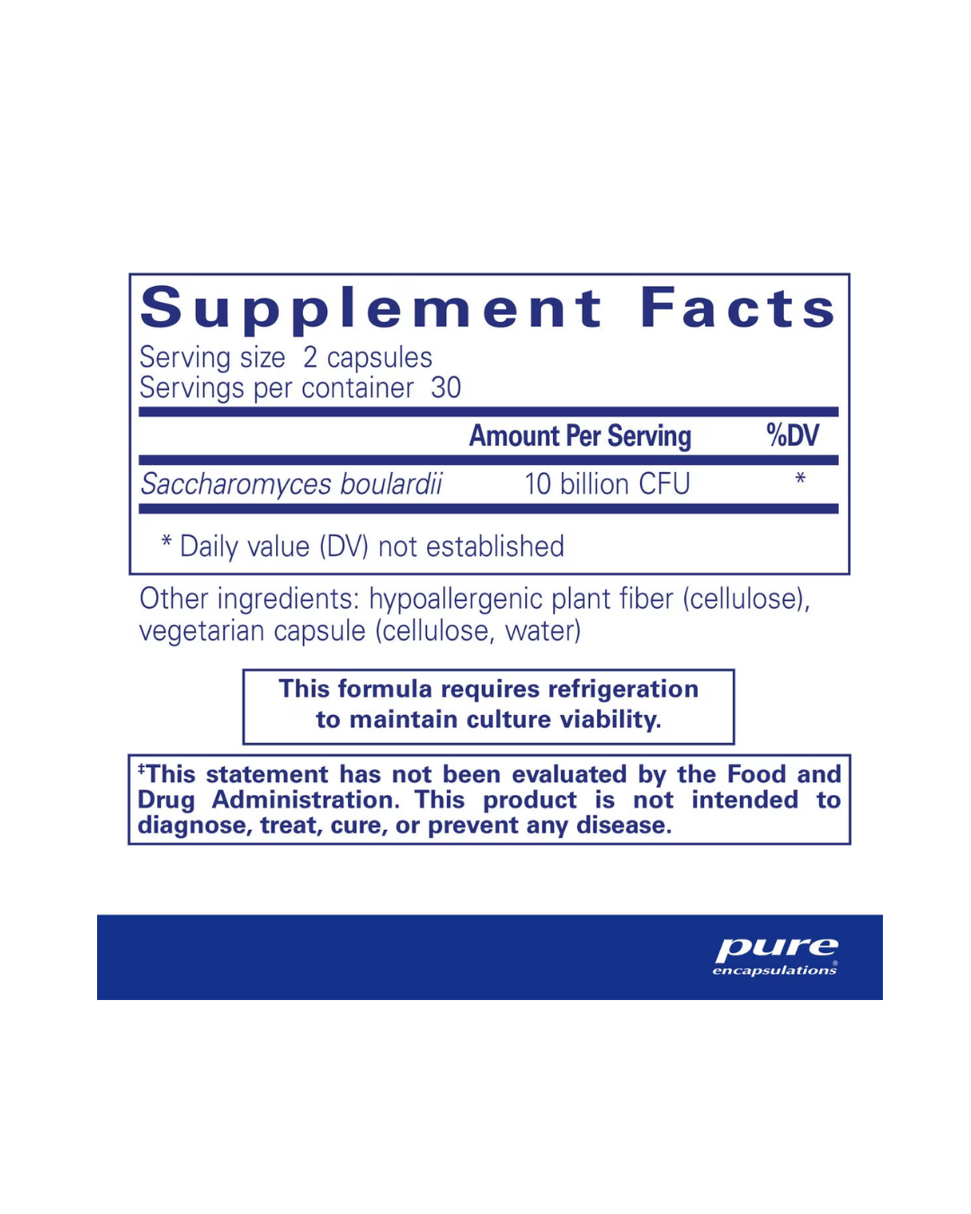 Pure Encapsulations Saccharomyces Boulardii supplement packaging image
