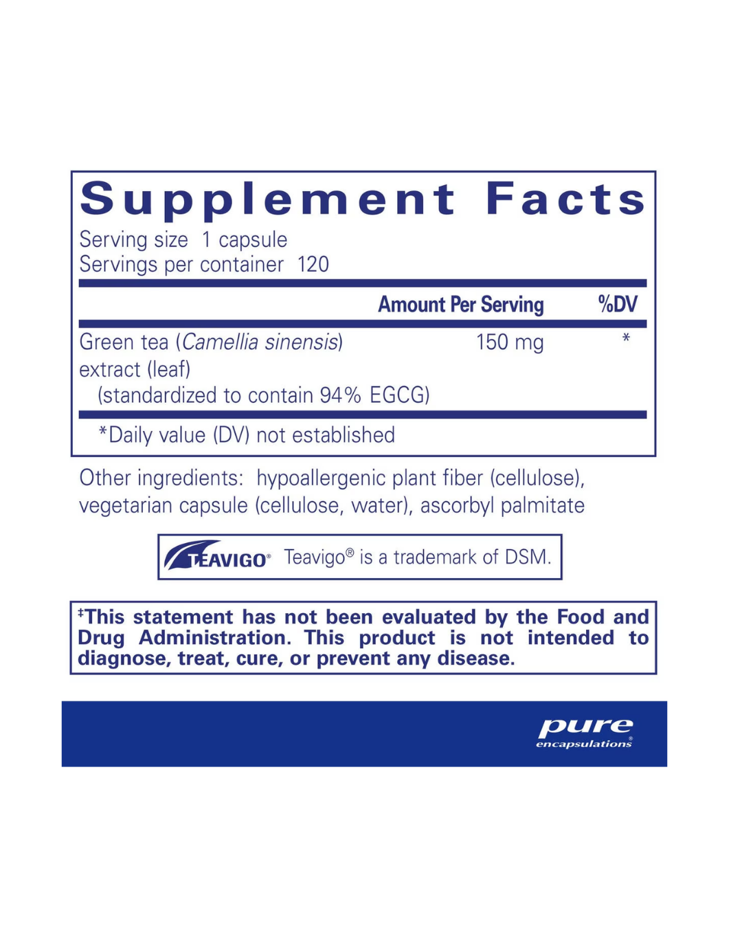 Pure Encapsulations Teavigo supplement bottle packaging
