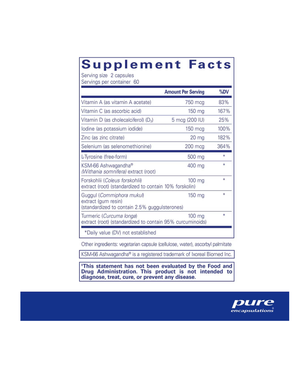 Pure Encapsulations Thyroid Support Complex supplement bottle packaging