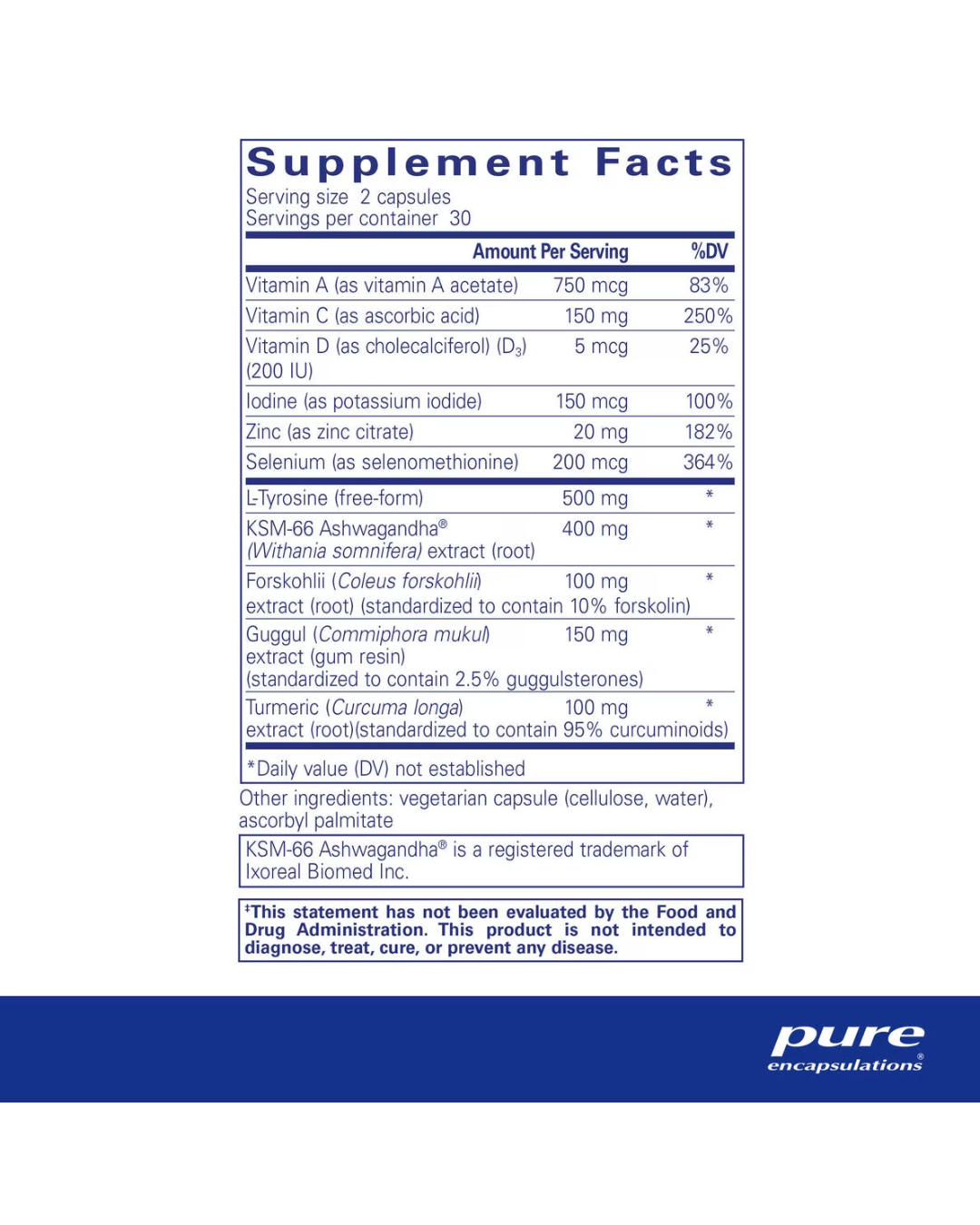 Pure Encapsulations Thyroid Support Complex supplement bottle packaging