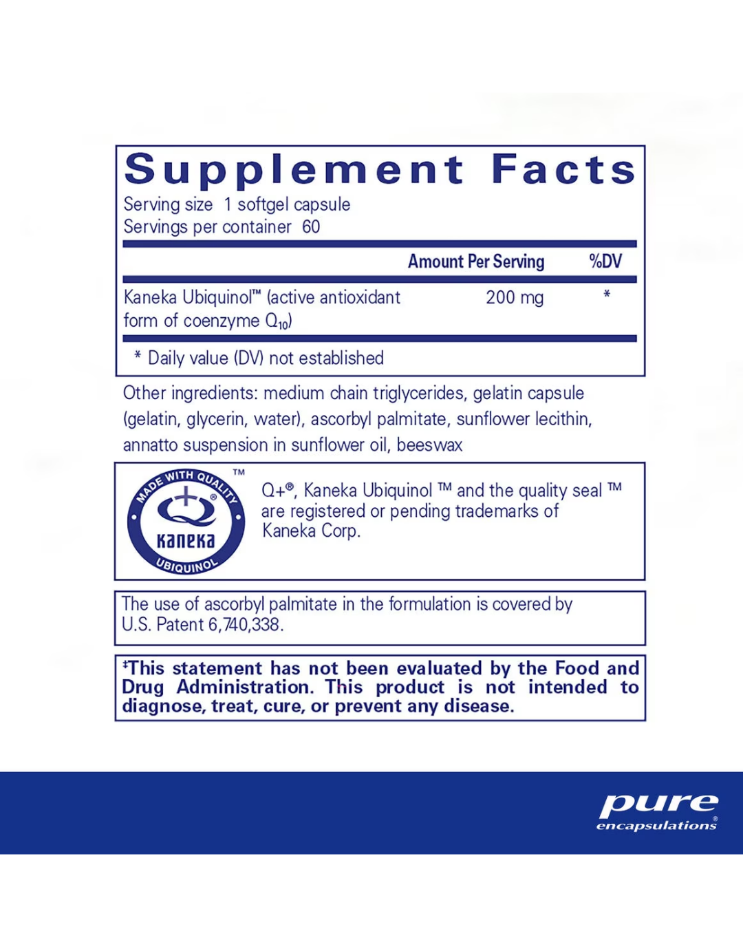 Pure Encapsulations Ubiquinol-QH 200 mg supplement bottle packaging