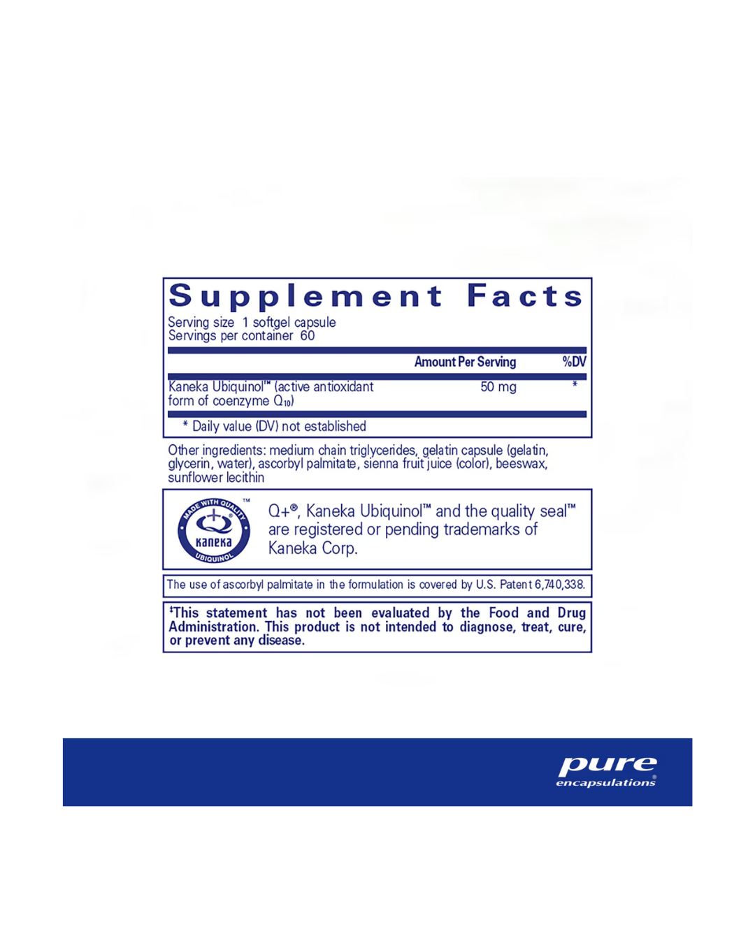 Pure Encapsulations Ubiquinol-QH 50 mg supplement bottle packaging