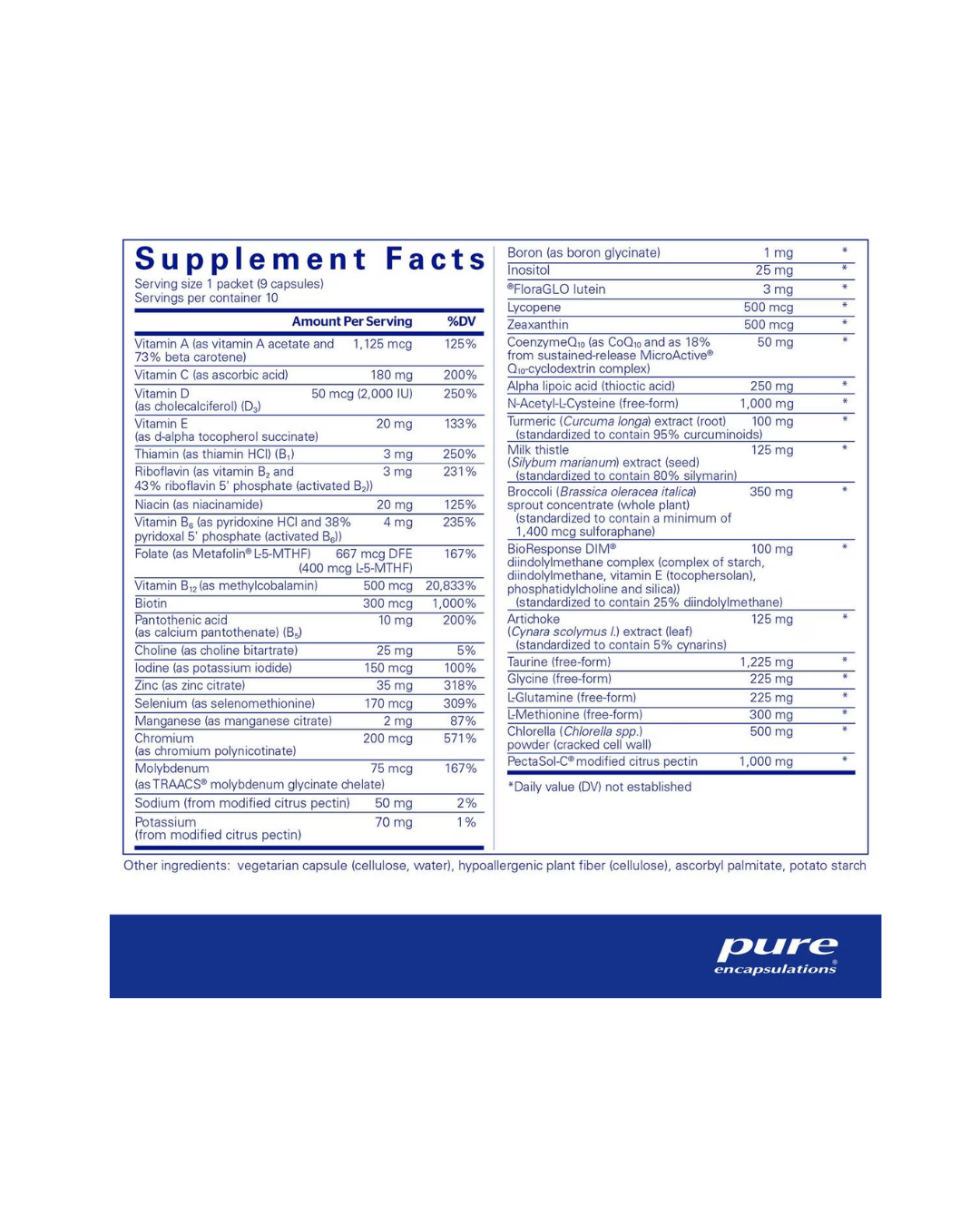 Pure Encapsulations UltraDetox 10-Day Pure Pack supplement packaging