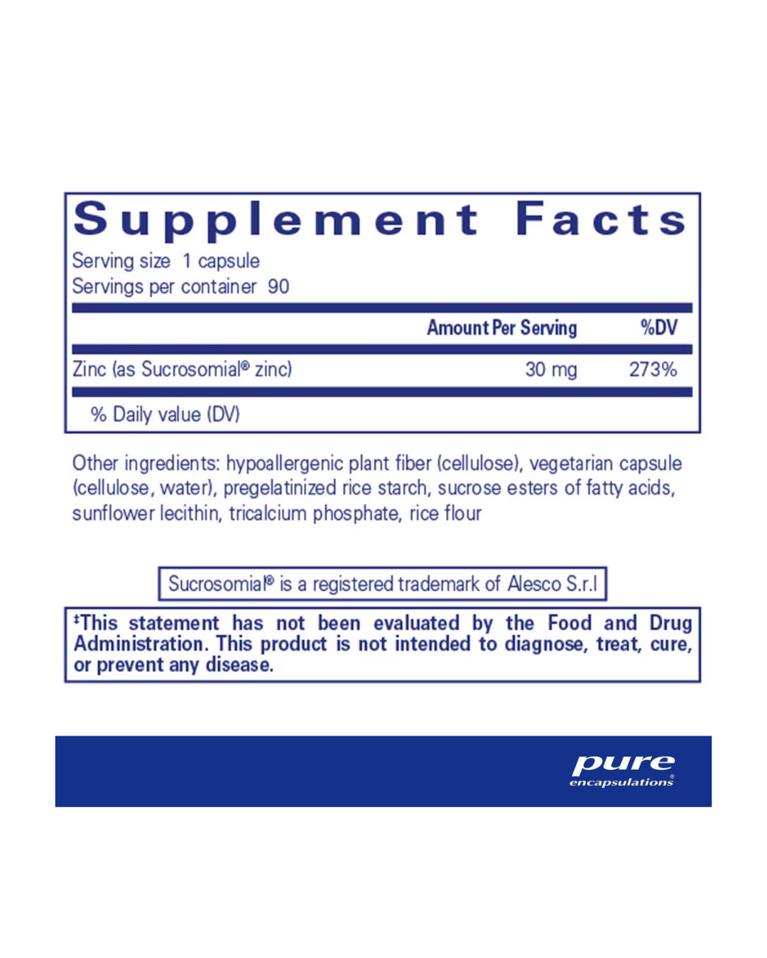 Pure Encapsulations UltraZin Zinc supplement bottle packaging