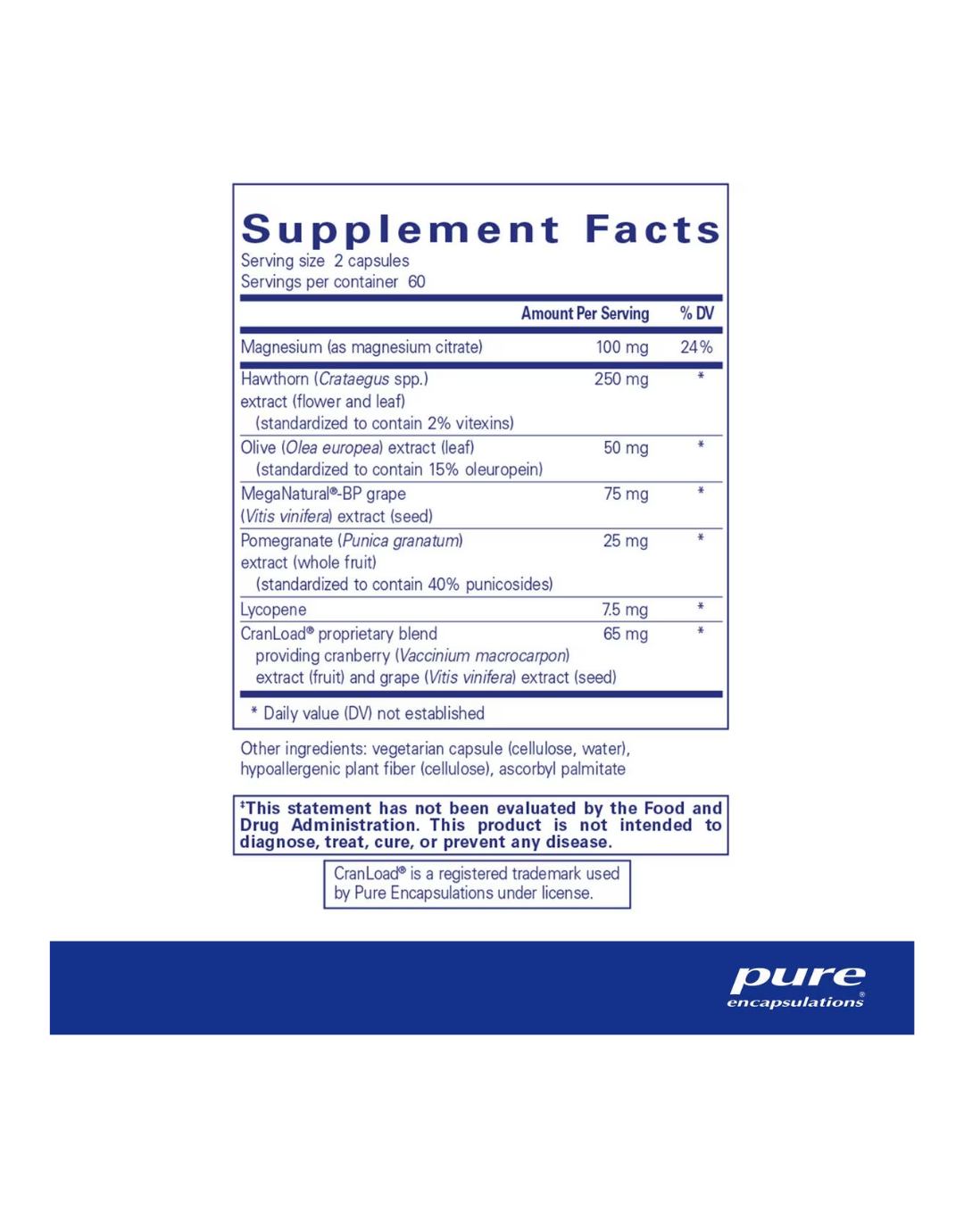 Pure Encapsulations Vascular Relax supplement bottle packaging