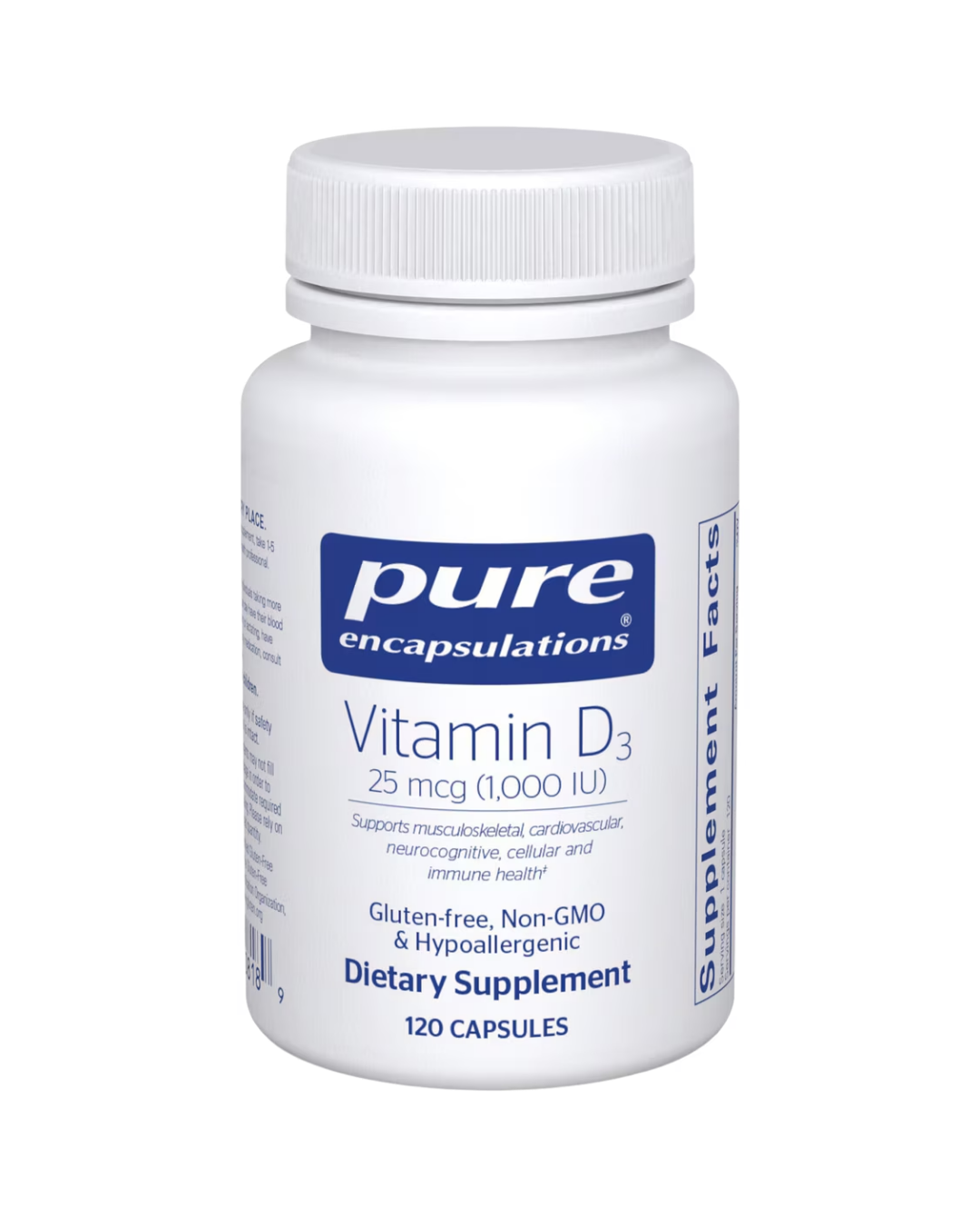 Pure Encapsulations Vitamin D3 1000 IU for bone and immune system support