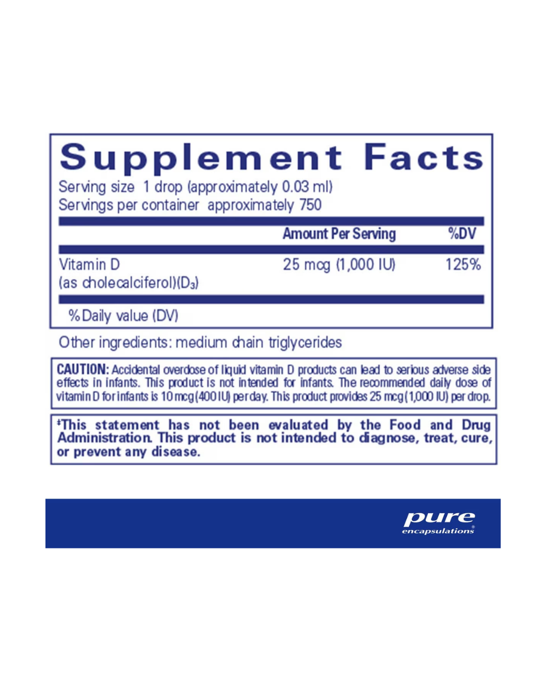 Pure Encapsulations Vitamin D3 liquid 22.5 ml
