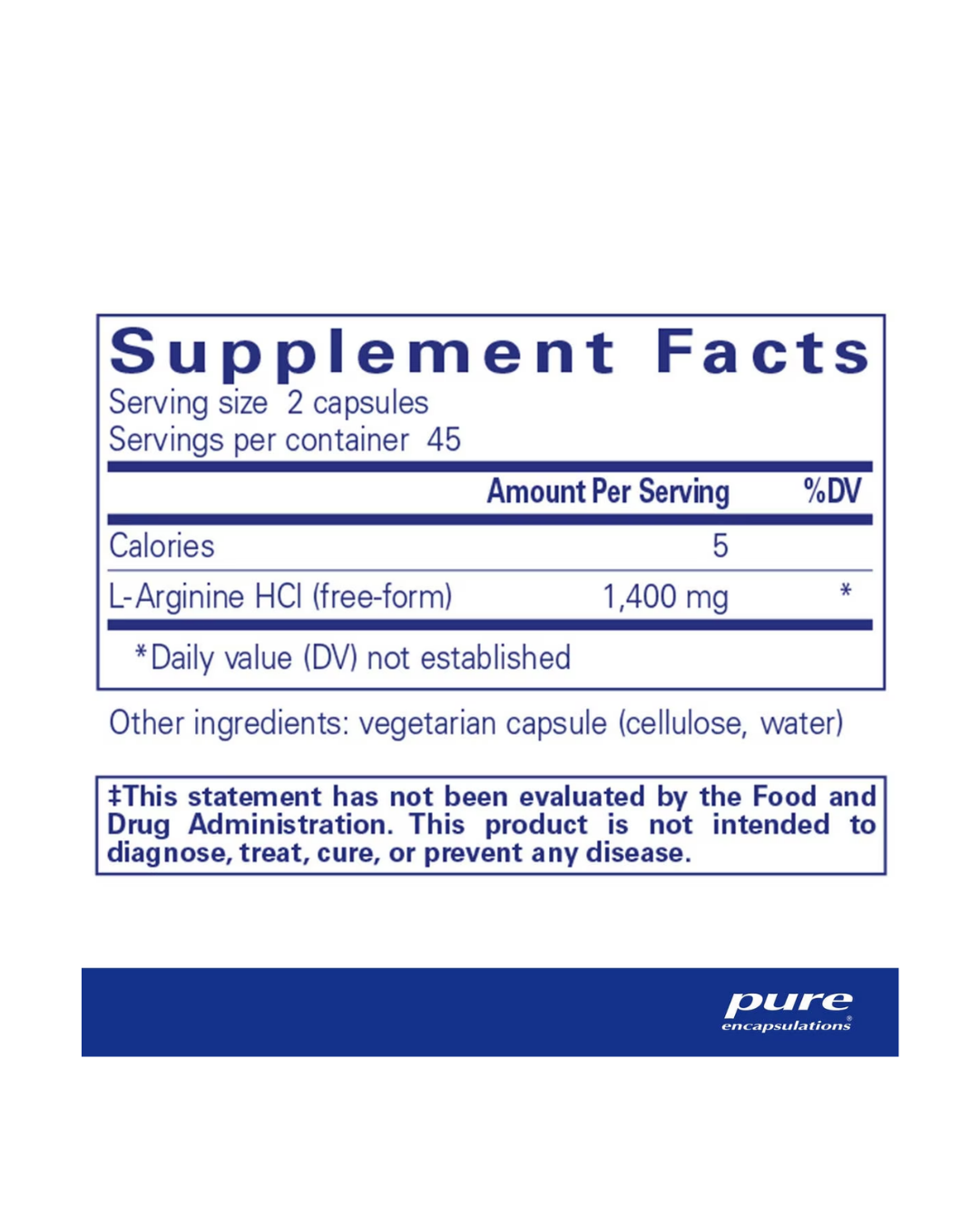 Pure Encapsulations l-Arginine supplement bottle image