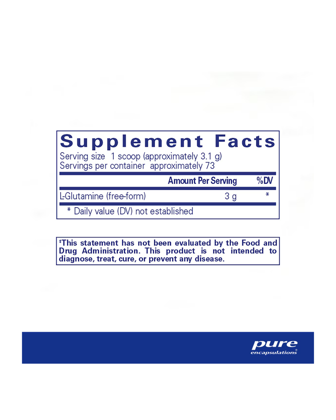 Pure Encapsulations l-Glutamine powder supplement packaging image
