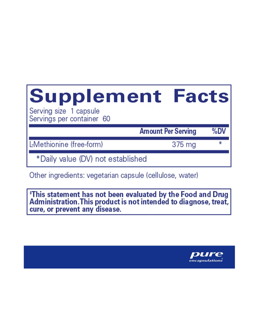 Pure Encapsulations l-Methionine supplement bottle packaging
