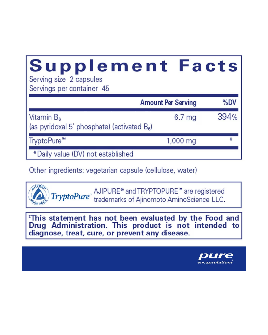 Pure Encapsulations l-Tryptophan supports relaxation, mood balance, and restful sleep