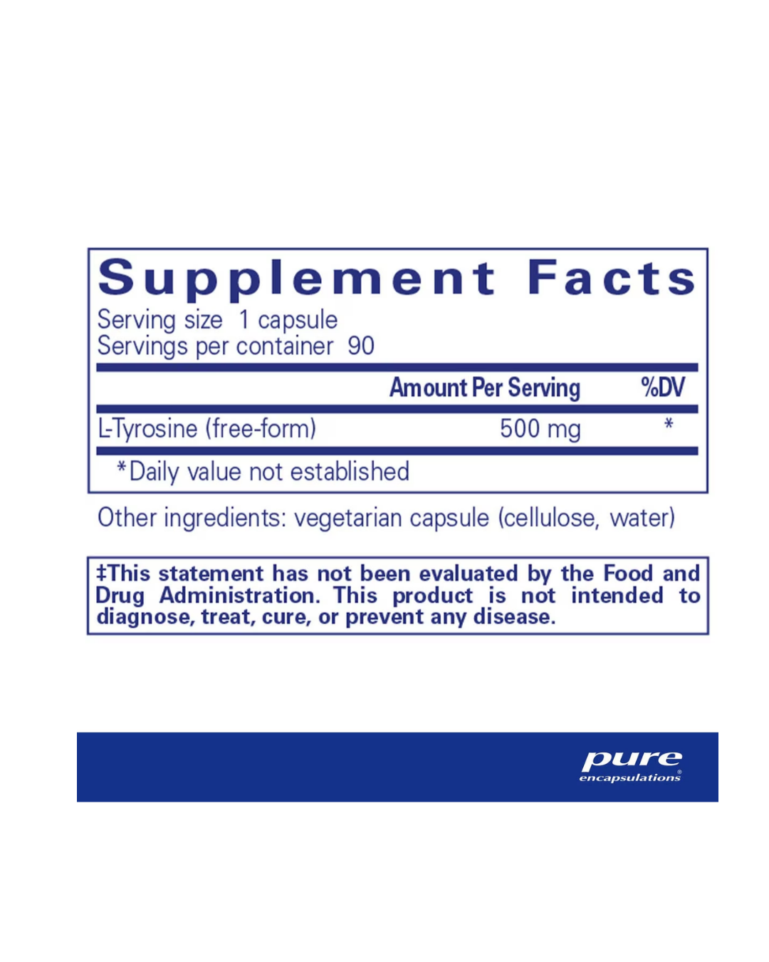 Pure Encapsulations l-Tyrosine supplement bottle design