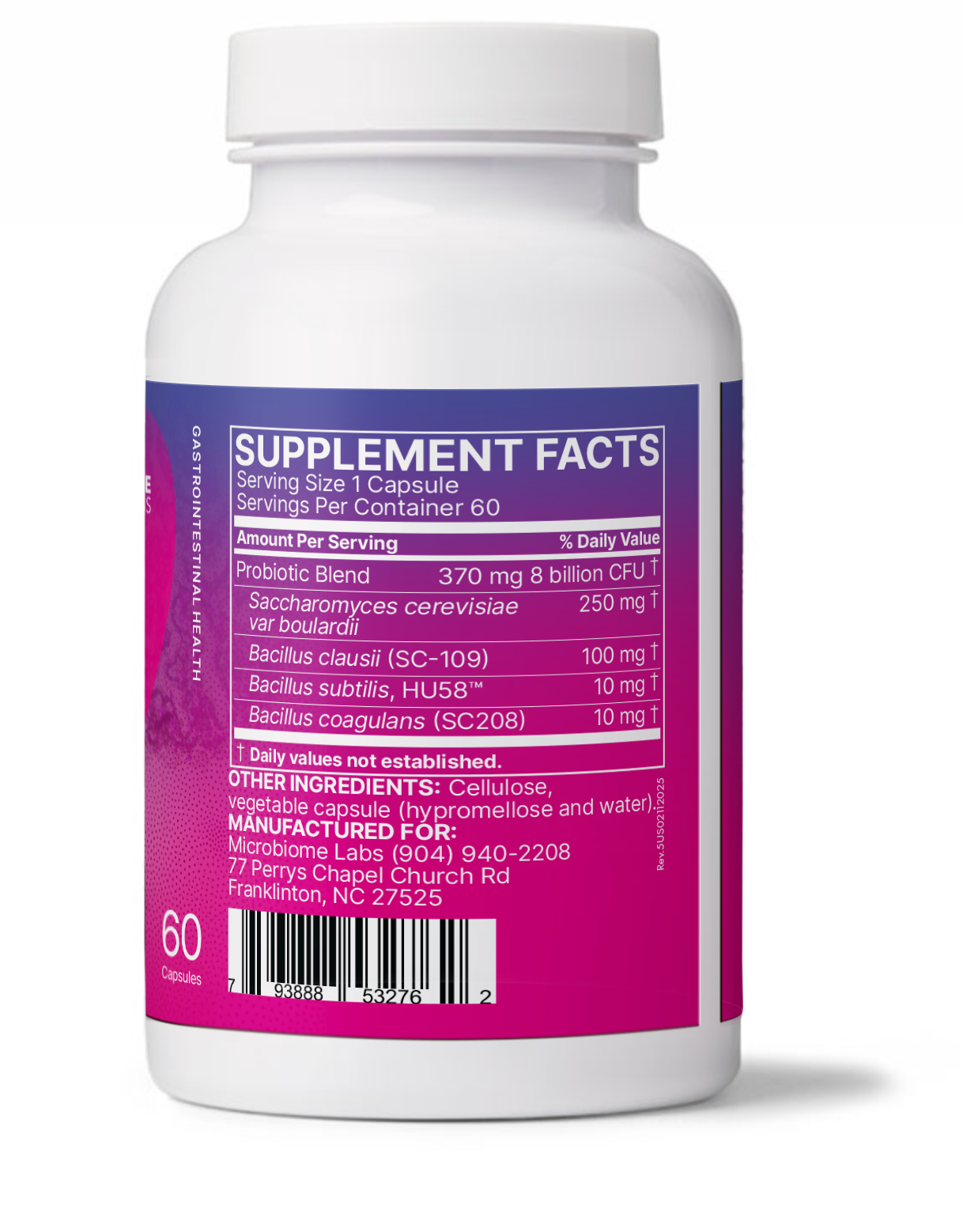 Microbiome Labs RestorFlora bottle showing branding and size