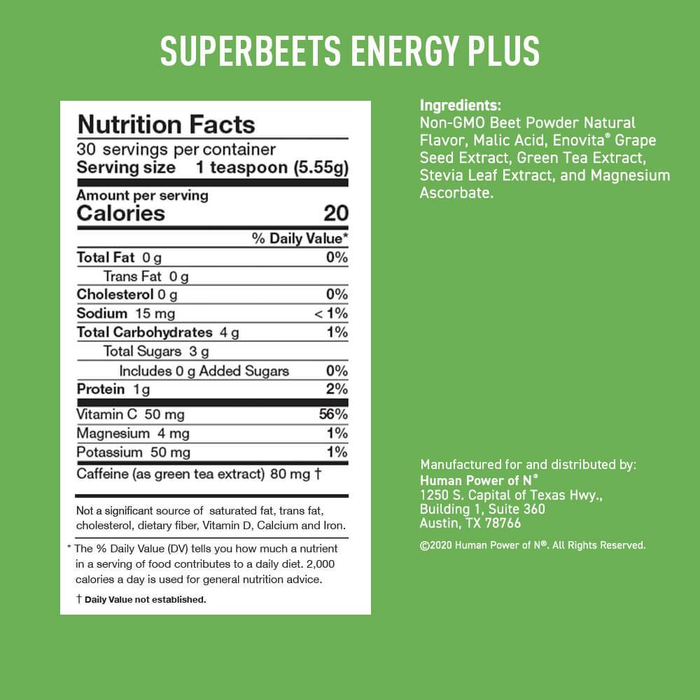 HUMANN SuperBeets Energy Plus Natural Berry 30 Servings