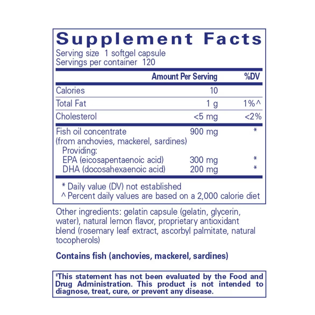 Pure Encapsulations EPA/DHA with Lemon softgel bottle packaging design