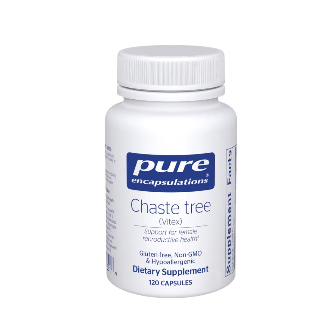 Pure Encapsulations Chaste Tree Vitex label showing supplement facts and usage information