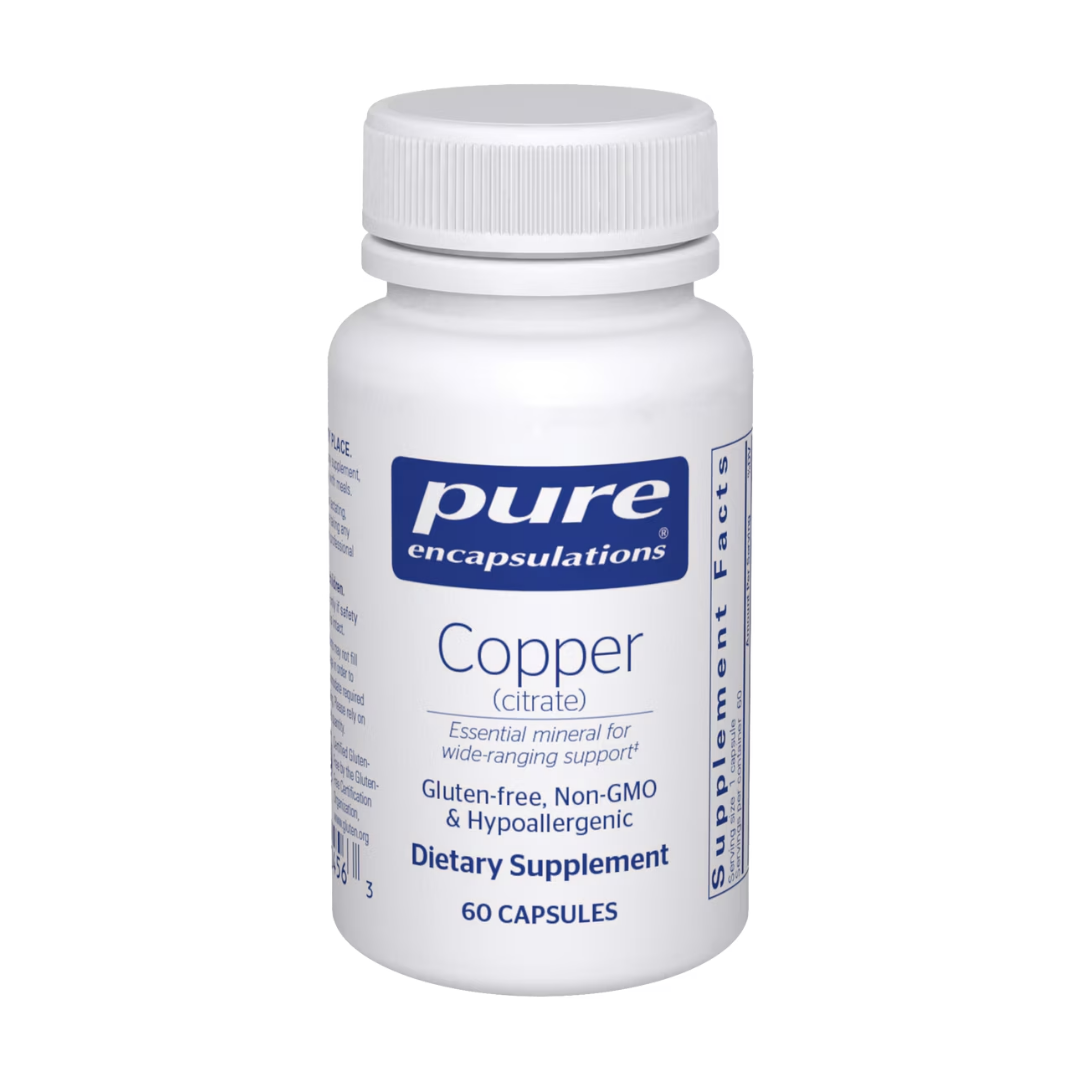 Pure Encapsulations Copper Citrate supporting antioxidant and connective tissue health