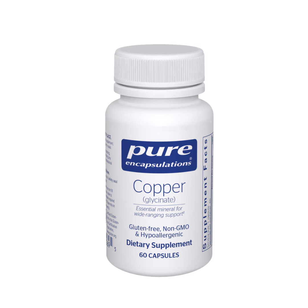 Pure Encapsulations Copper Glycinate supporting mineral balance and immune wellness
