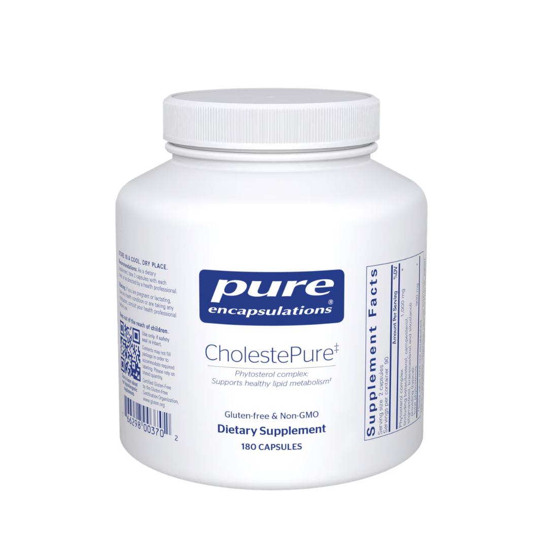 Pure Encapsulations CholestePure bottle showing supplement packaging and branding