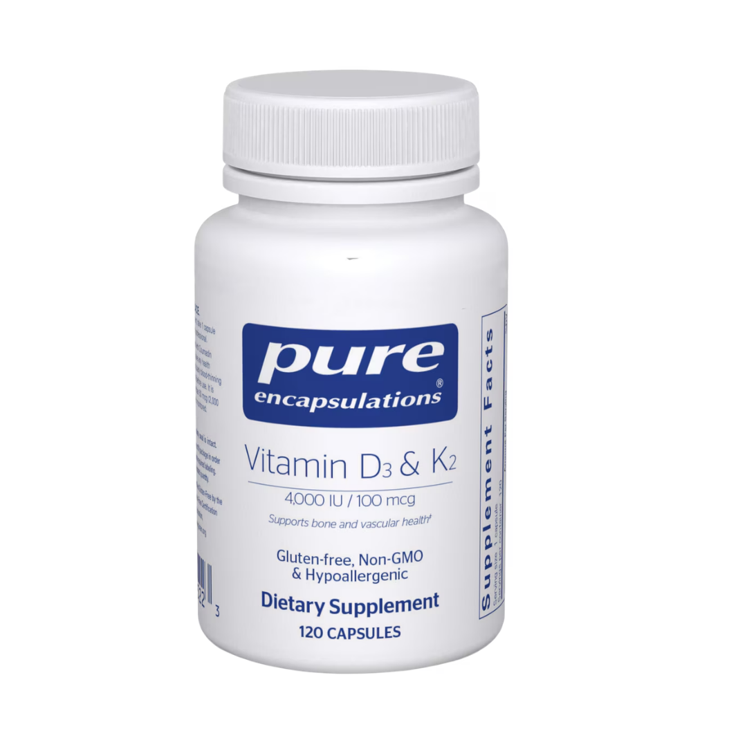 Pure Encapsulations Vitamin D3 & K2 supplement bottle packaging image