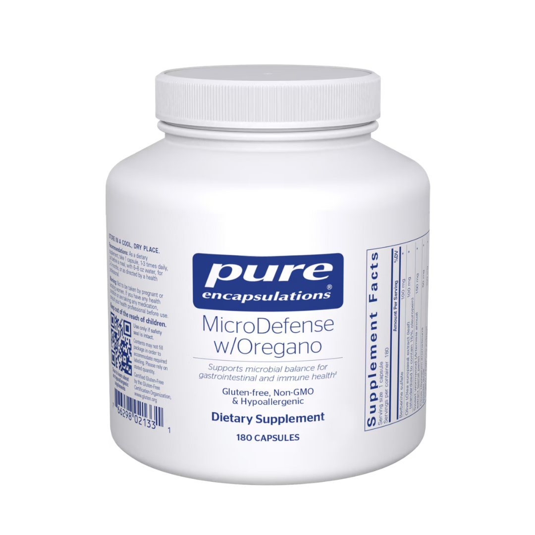 Pure Encapsulations MicroDefense with Oregano supplement bottle packaging image