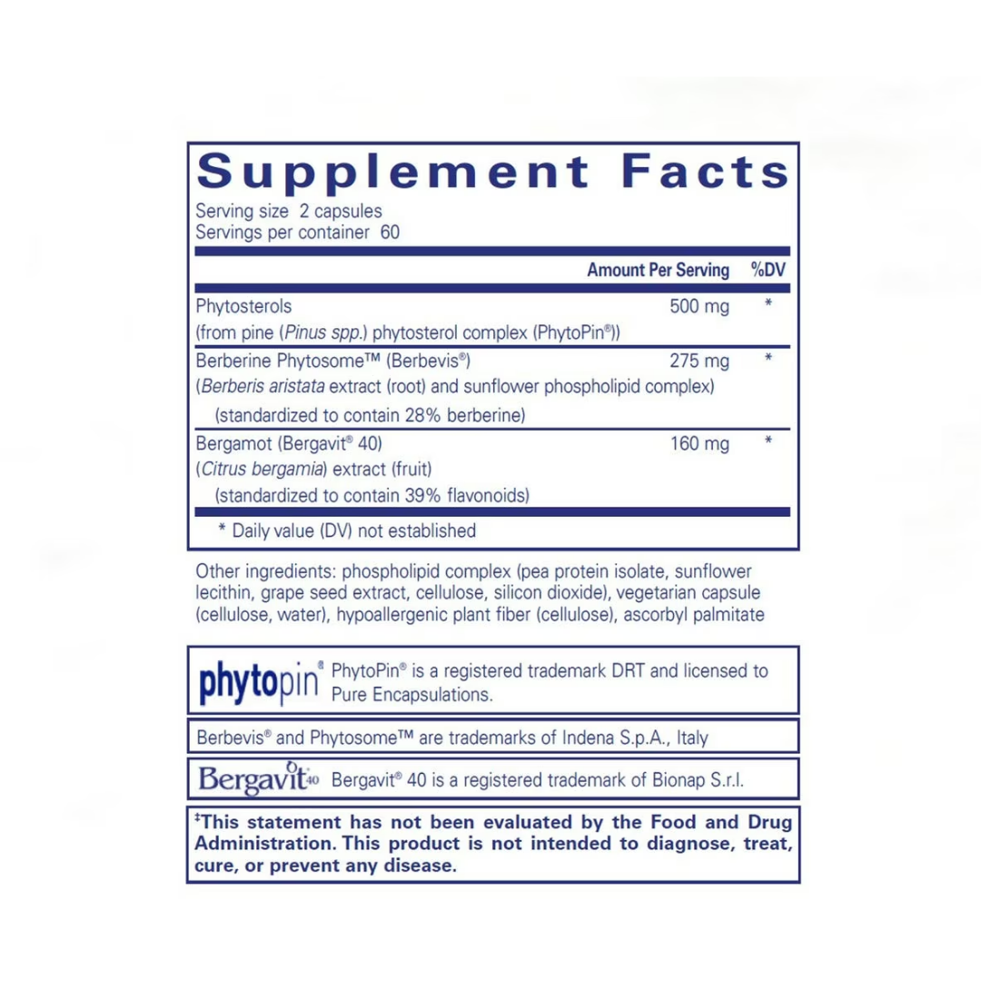 Pure Encapsulations CholestePure Plus bottle showing supplement packaging and branding