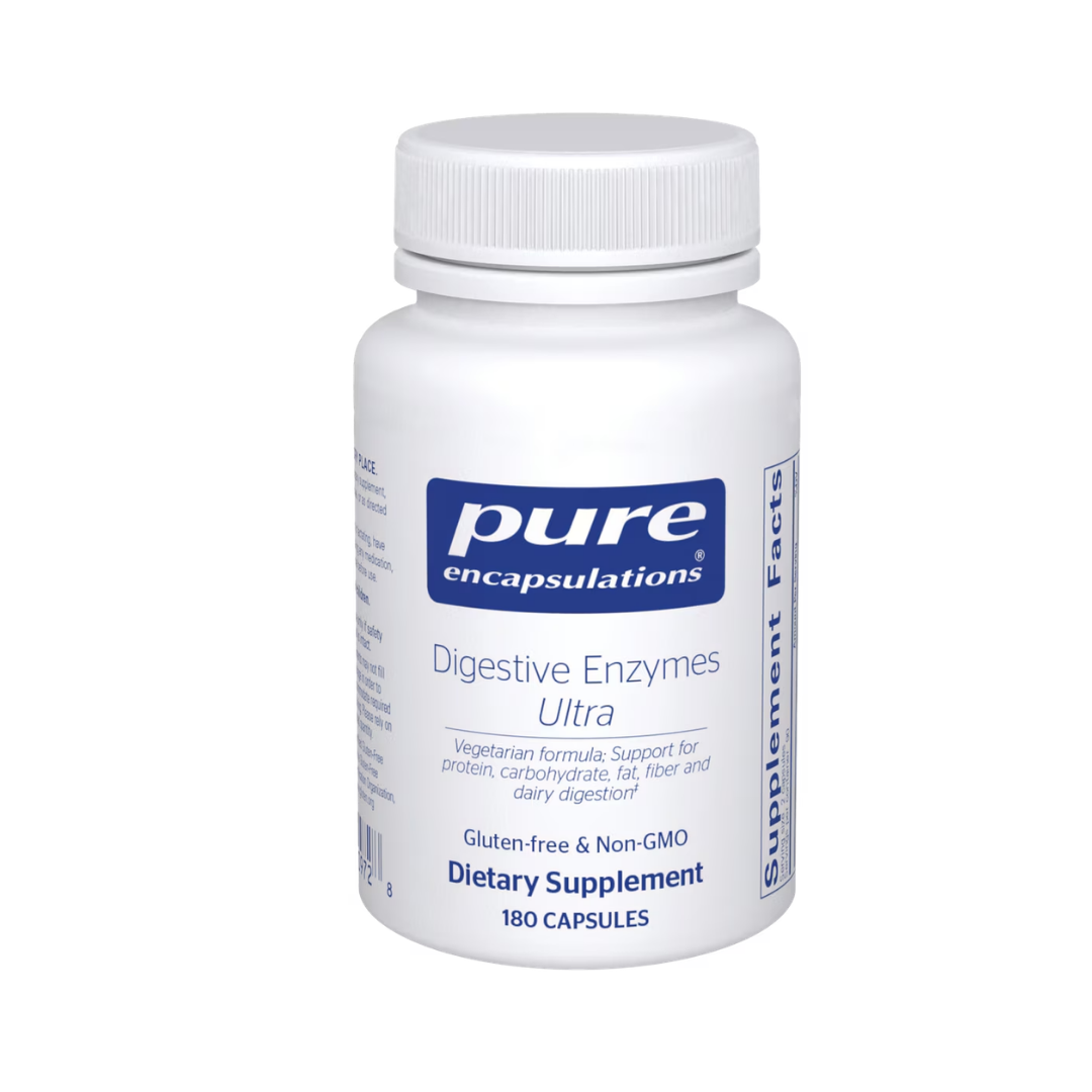 Pure Encapsulations Digestive Enzymes Ultra bottle showing supplement packaging and branding
