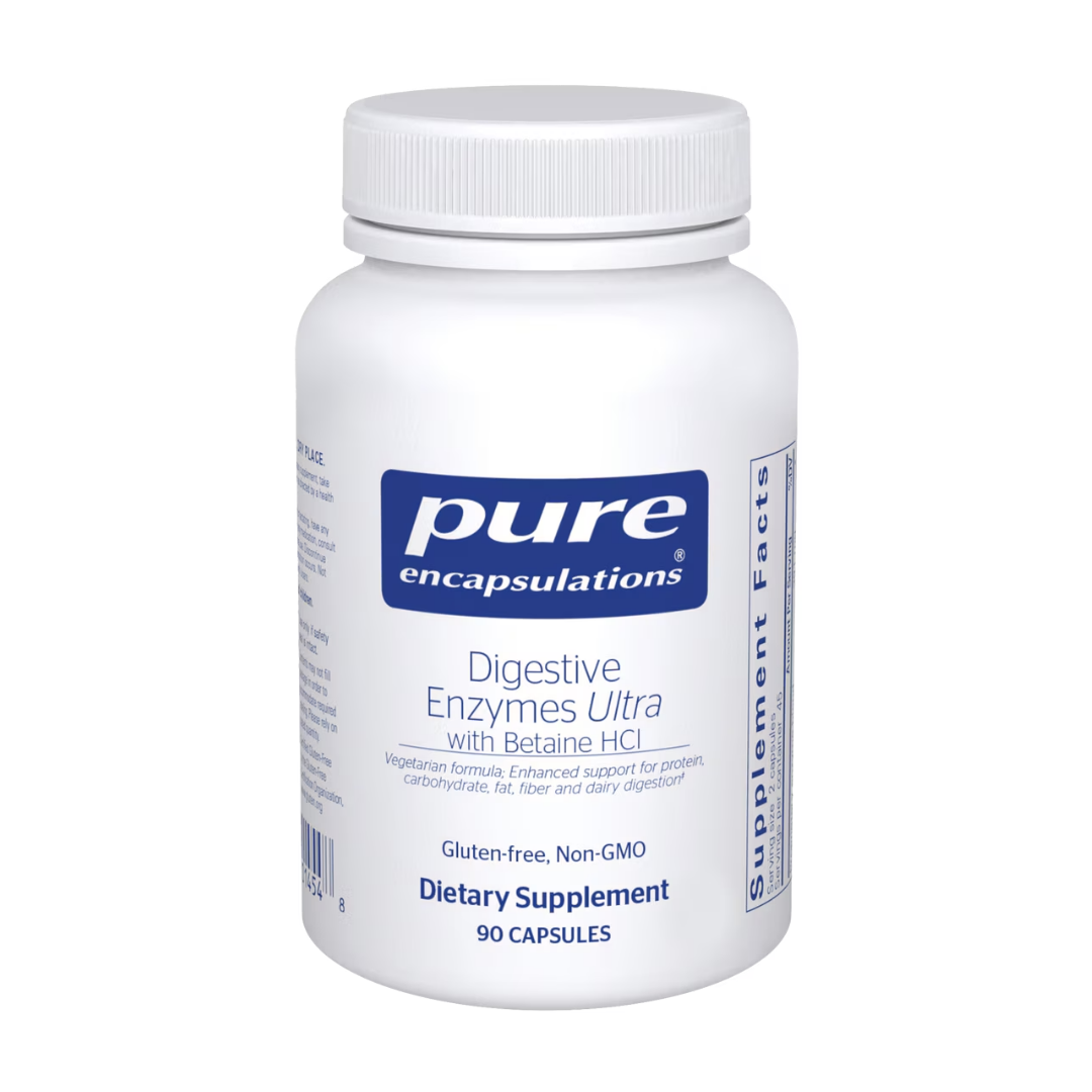 Pure Encapsulations Digestive Enzymes Ultra with Betaine HCl supporting digestion and stomach acid balance