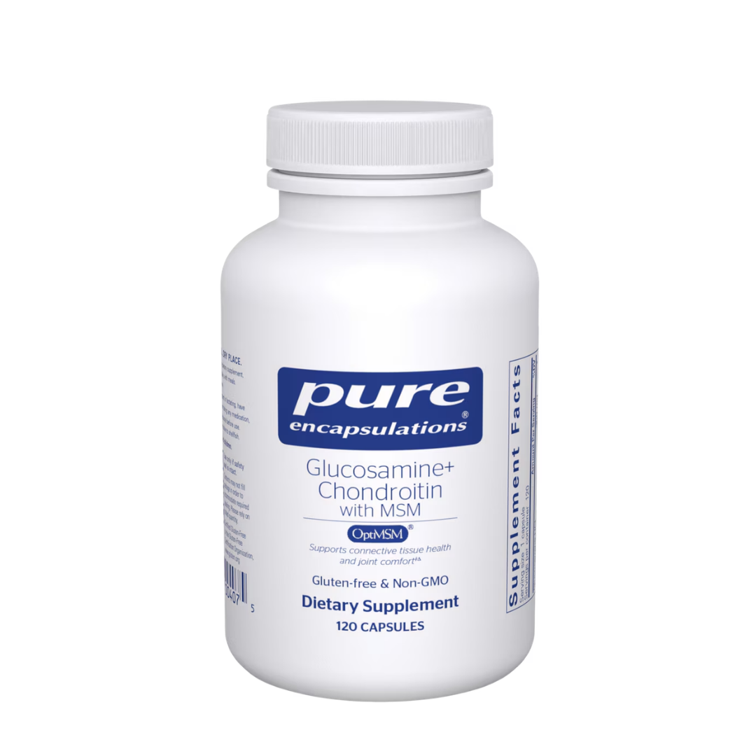 Pure Encapsulations Glucosamine Chondroitin with MSM supplement bottle packaging