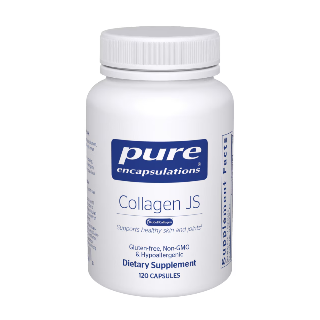 Pure Encapsulations Collagen JS bottle showing supplement packaging and branding