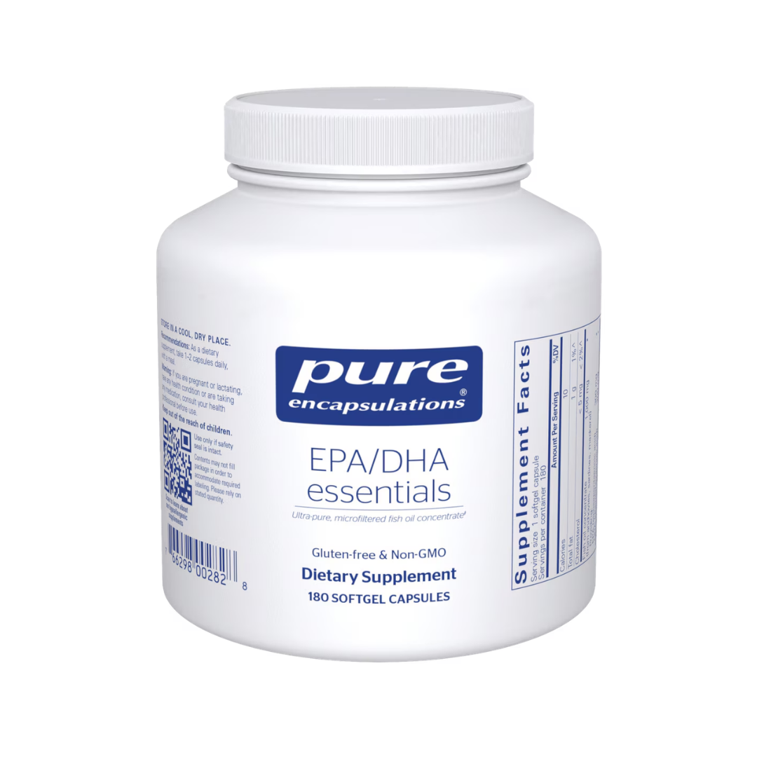 Pure Encapsulations EPA/DHA Essentials supplement bottle front label packaging