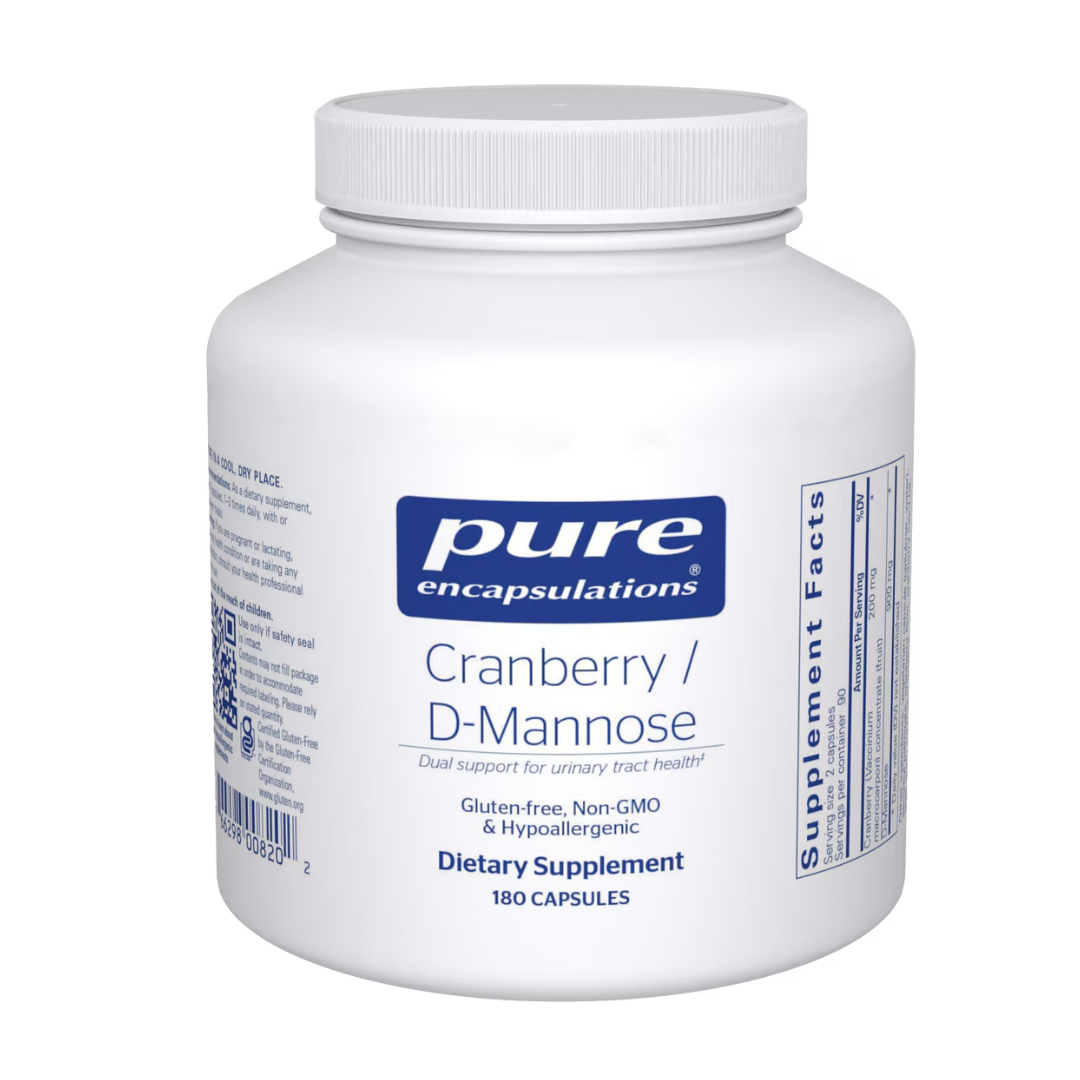 Pure Encapsulations D-Mannose Powder container showing supplement packaging and branding
