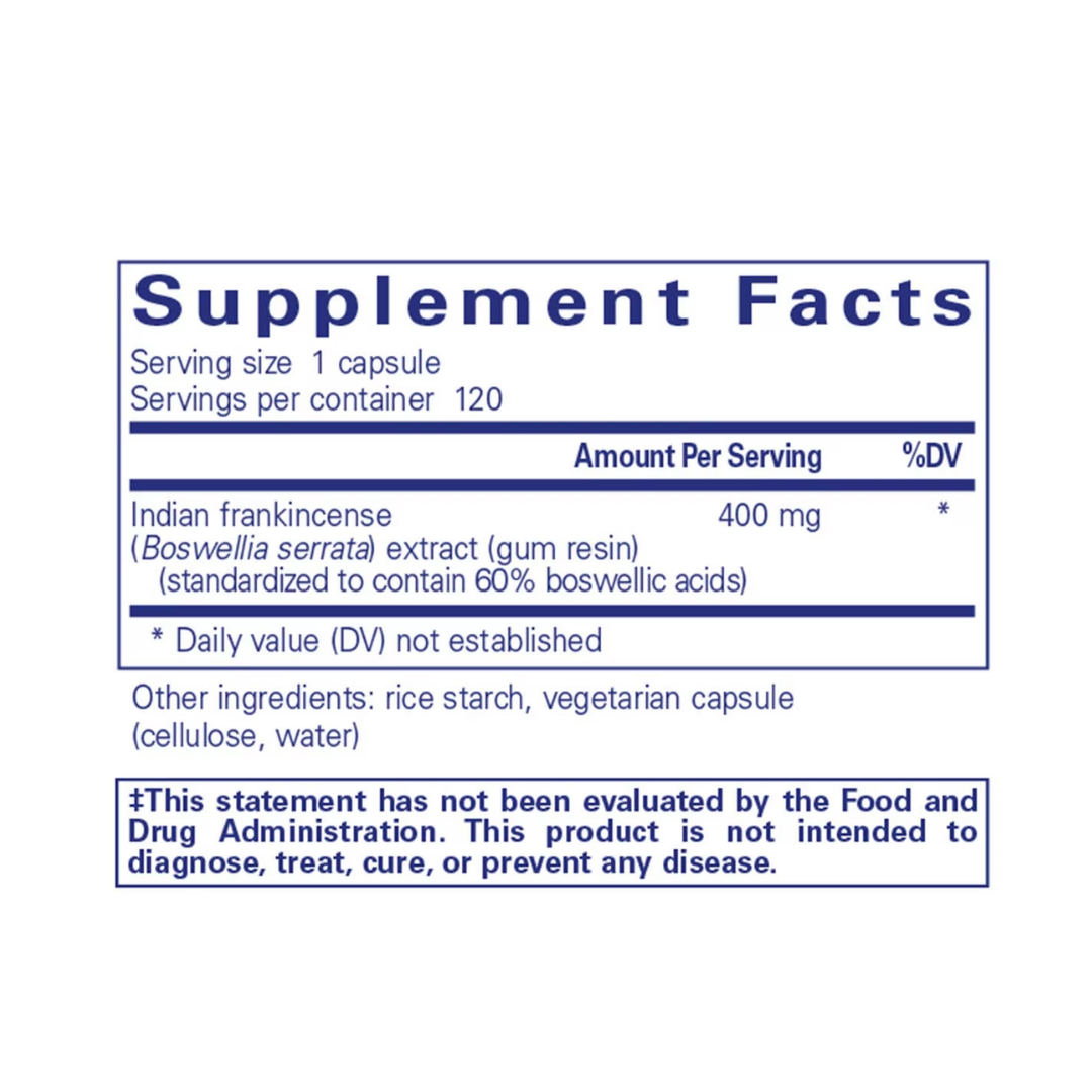 Pure Encapsulations Boswellia bottle showing supplement packaging and branding
