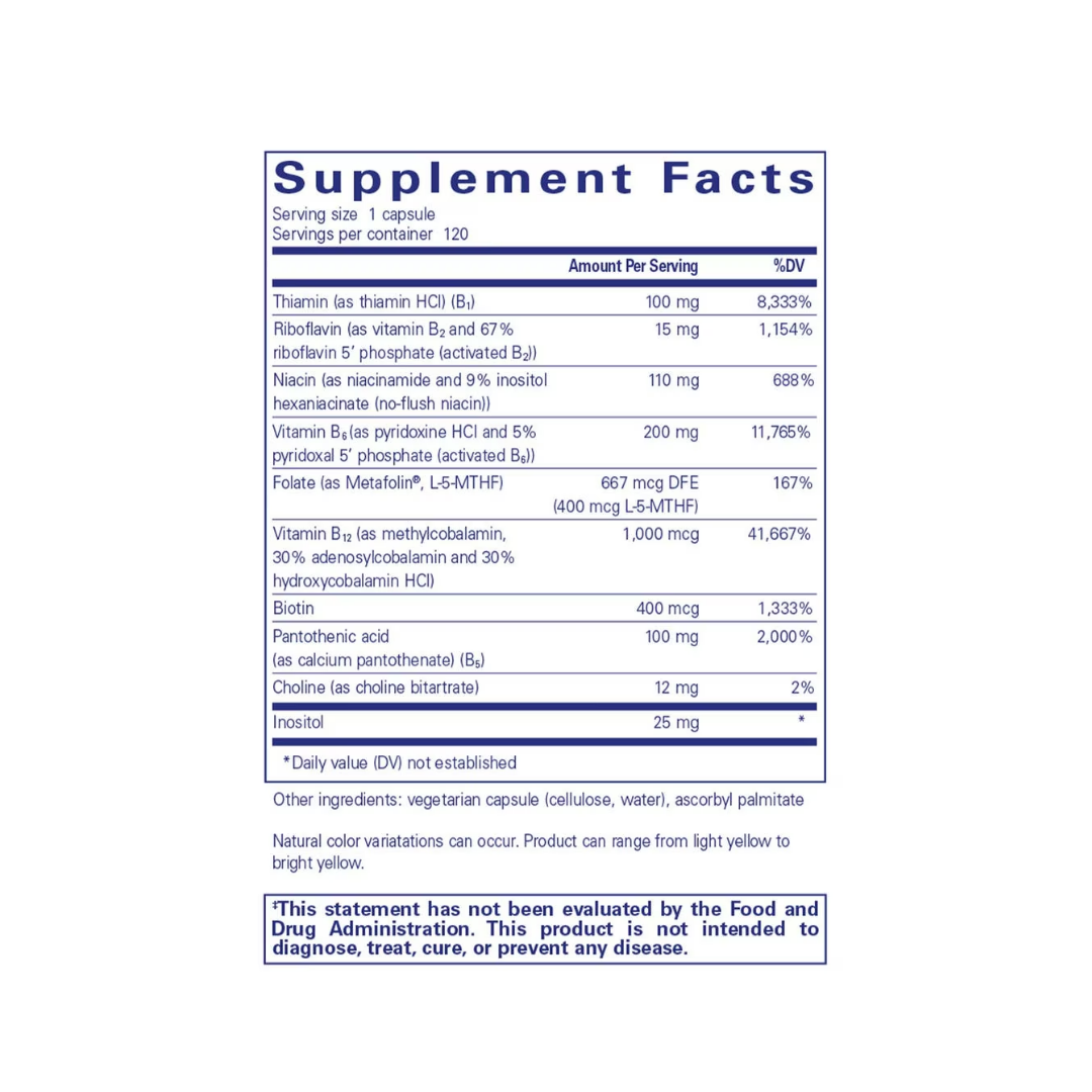 Pure Encapsulations B6 Complex bottle showing supplement packaging and branding