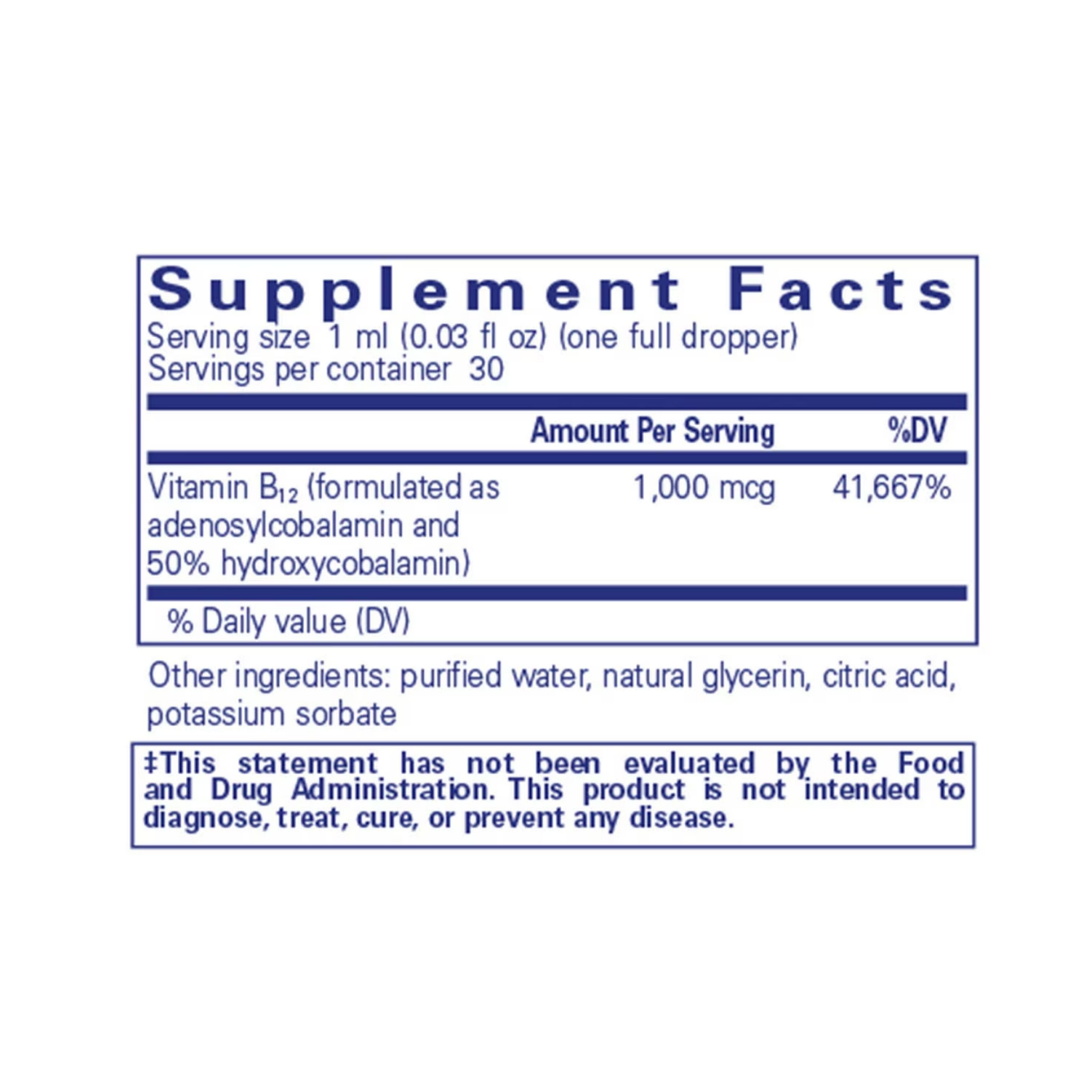 Pure Encapsulations Adenosyl Hydroxy B12 Liquid bottle showing supplement packaging and branding
