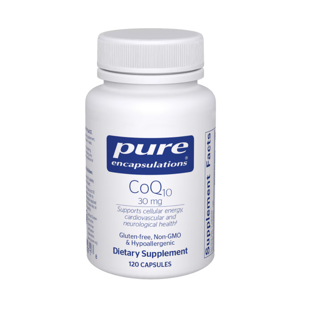 Pure Encapsulations CoQ10 30 mg supporting antioxidant protection and heart wellness
