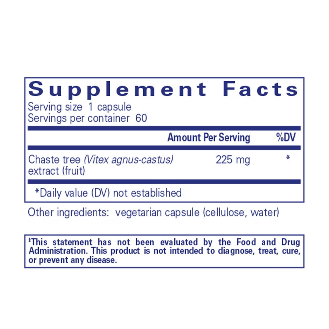 Pure Encapsulations Chaste Tree Vitex bottle showing supplement packaging and branding