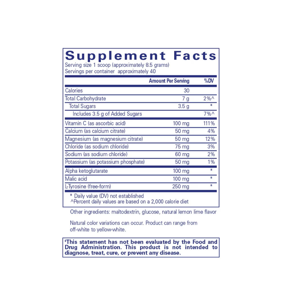 Pure Encapsulations Electrolyte Energy Formula container showing supplement packaging and branding