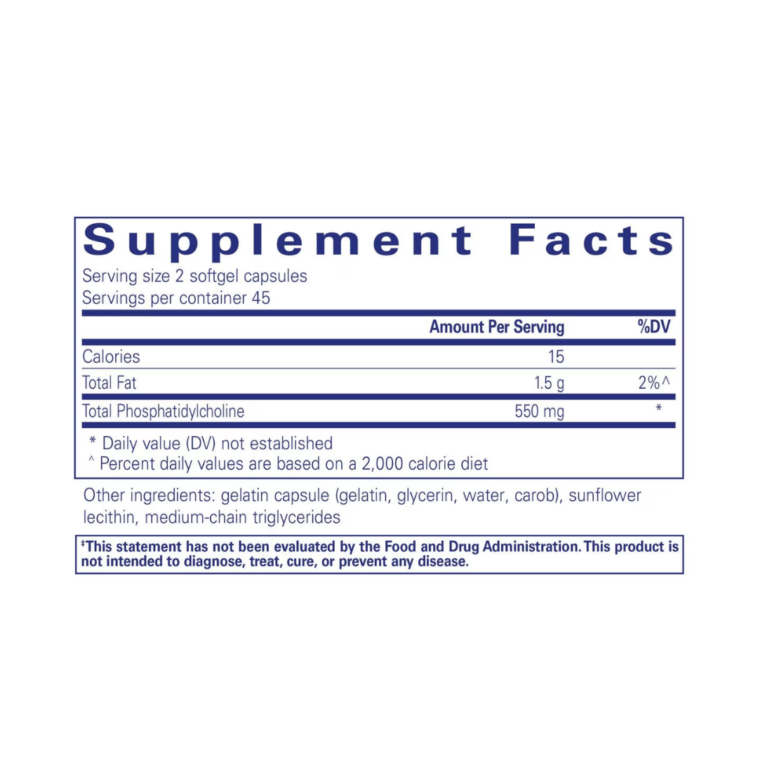 Pure Encapsulations Phosphatidylcholine supplement bottle packaging image