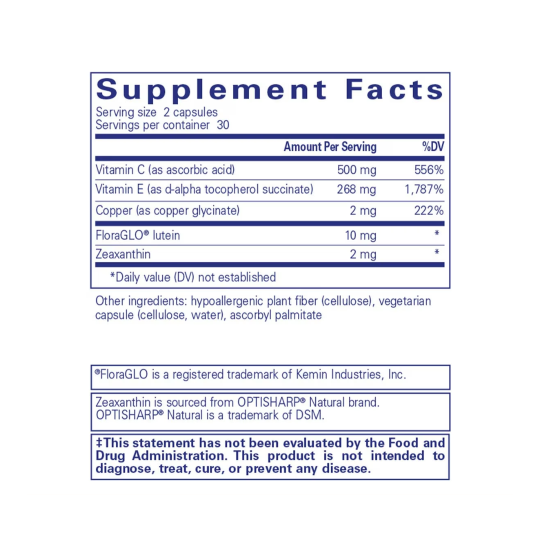 Pure Encapsulations EyeProtect Basics without Zinc supplement packaging design