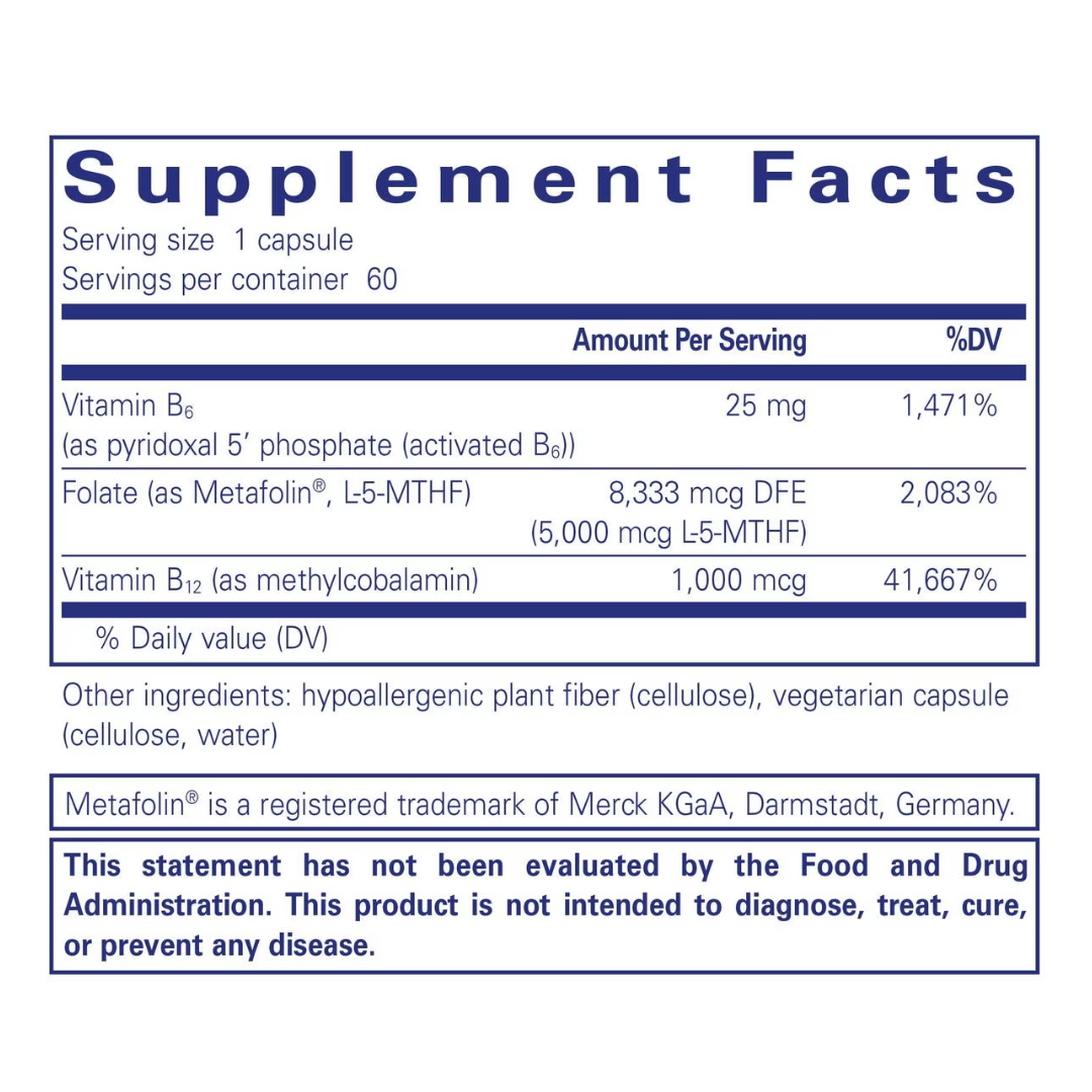 Pure Encapsulations Folate 5000 Plus supplement packaging and bottle label
