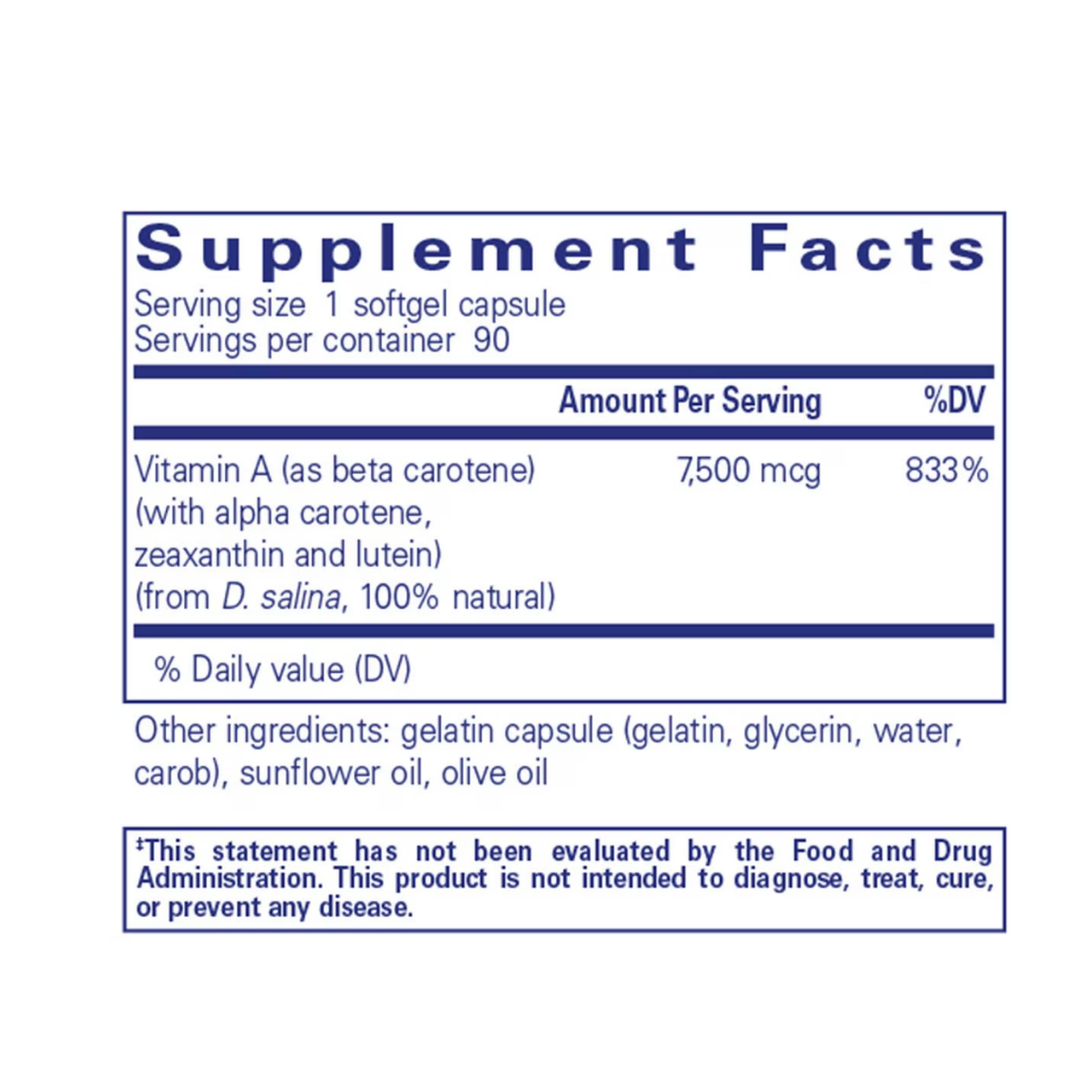 Pure Encapsulations Beta Carotene with Mixed Carotenoids bottle showing supplement packaging and branding