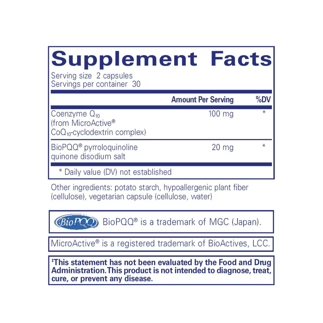Pure Encapsulations SR-CoQ10 with PQQ 60 capsules supplement bottle packaging image