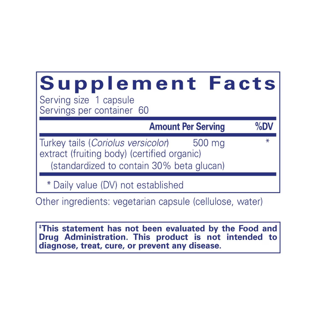 Pure Encapsulations Coriolus Extract bottle showing supplement packaging and branding