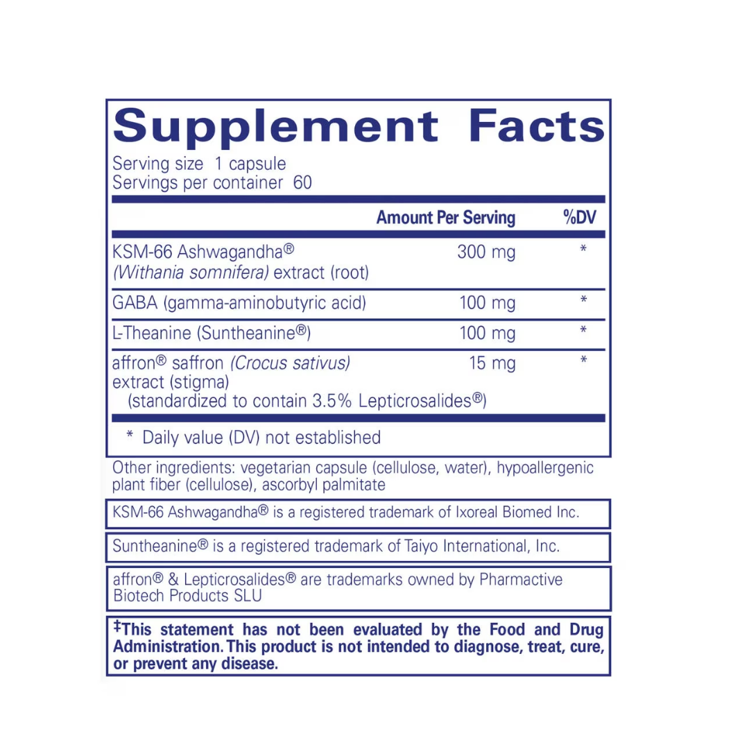 Pure Encapsulations Daily Calm bottle showing supplement packaging and branding