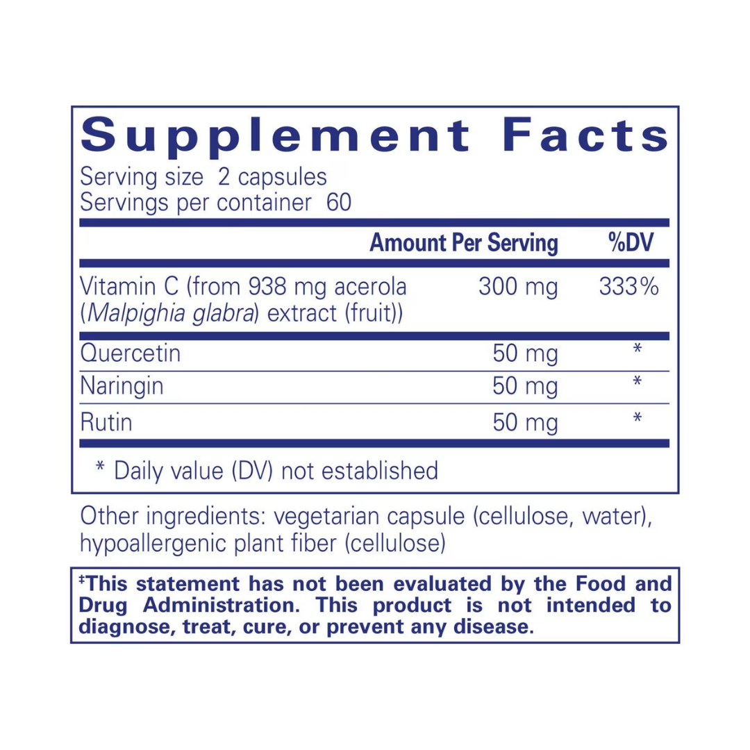 Pure Encapsulations Acerola Flavonoid bottle showing supplement packaging and branding