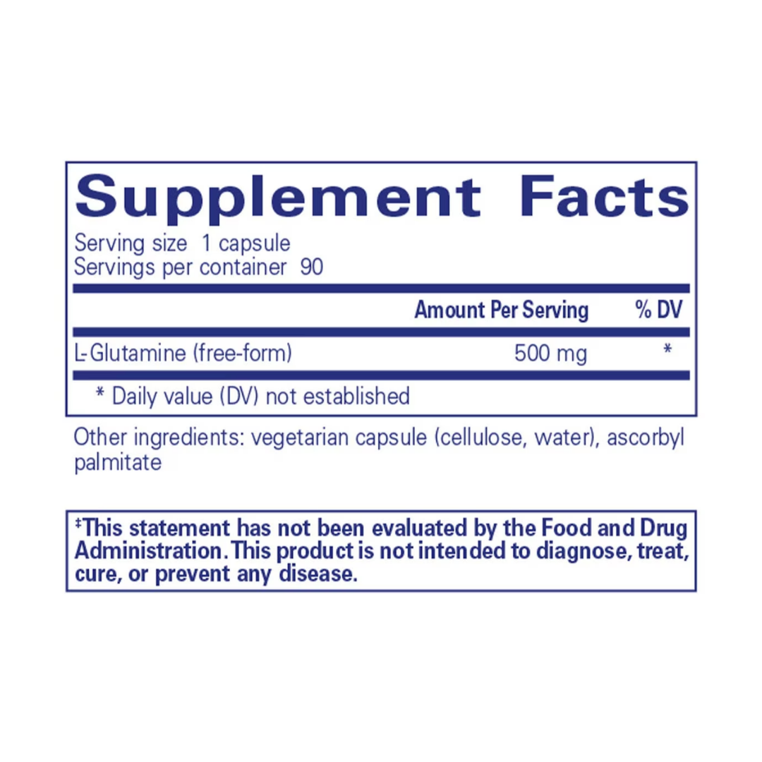 Pure Encapsulations L-Glutamine 500 mg supplement bottle packaging image