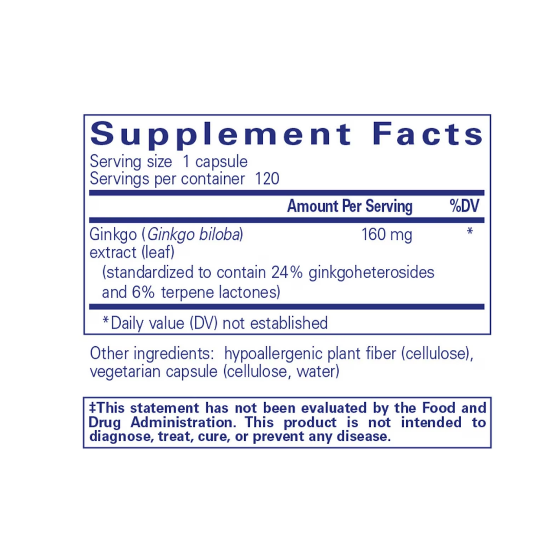Pure Encapsulations Ginkgo 50 - 160 mg. 120's